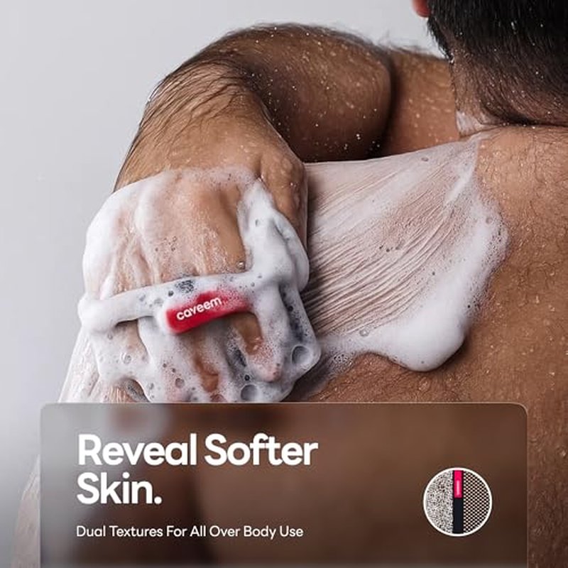 Caveem's Exfoliating Body Scrubber (2 Pack) & Roughness Soap Bag (2 Pack) ? Deep and Gentle Cleansing for Smooth Skin