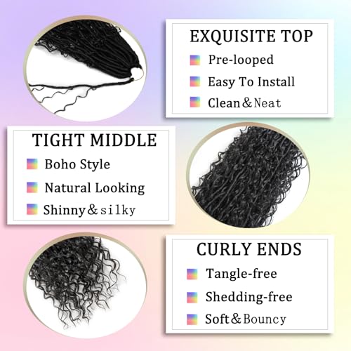 30 Inch Faux Locs Crochet Hair Set - 8 Pack Boho Goddess Locs for Black Women