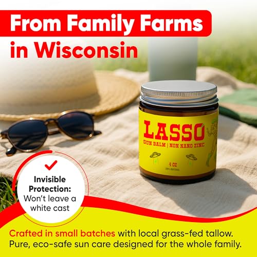 Natural Mineral Sunscreen Balm with Beef Tallow & Zinc Oxide - Unscented, Water-Resistant, Sensitive Skin 4 Oz