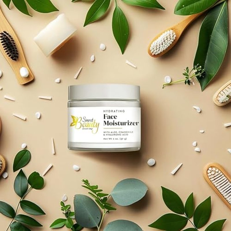 Hydrating Face Moisturizer - Daily Face Cream with Hyaluronic Acid, Vitamin E & C, Chamomile & Aloe for Oily, Acne-Prone, and Sensitive Skin - Vegan, Cruelty-Free, 2 oz