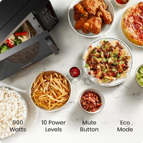 Countertop Microwave Oven 0.9 Cu. Ft., 900W, 10 Power Levels, 6 Presets, Black - Compact & Modern