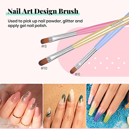 Beetles Gel Nail Brush, 7Pcs Nail Art Brushes, Nail Art Tips Nail Brushes for Nail Art Nail Painting Brush Pen Set for Home and Salon Use Decoration
