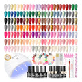COSCELIA 60PC Gel Nail Polish Kit with U V light 55 Colors Gel Nail Polish Set 5PC Top Base Coat Glitter Rhinestones All Seasons French Manicure Starter Kit at Home for Women Girls