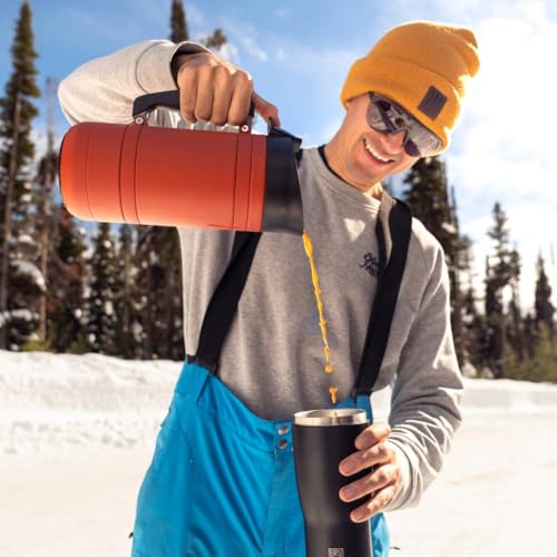 French Press Coffee Maker - 48oz Vacuum-Insulated Stainless Steel with No-Spill Lid - Red Rock