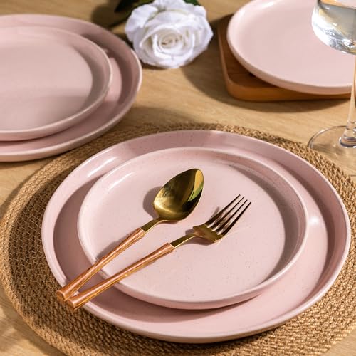 Cloud Pink Dinnerware Set for 4 - 12 Pieces Ceramic Plates & Bowls