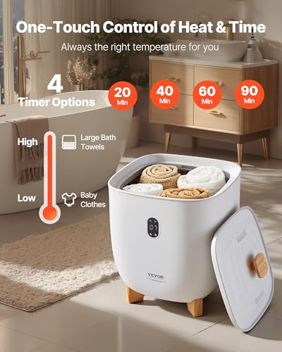 VEVOR 25L White Towel Warmer Bucket with Auto Shut Off for Bathroom Spa