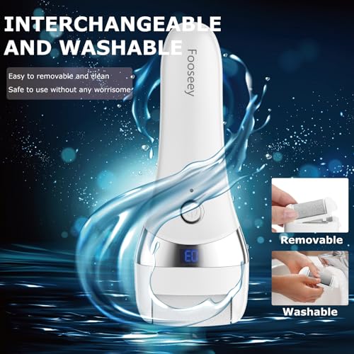 Fooseey Electric Foot Callus Remover - Rechargeable Waterproof Pedicure Tool with 3 Heads & Adjustable Speeds