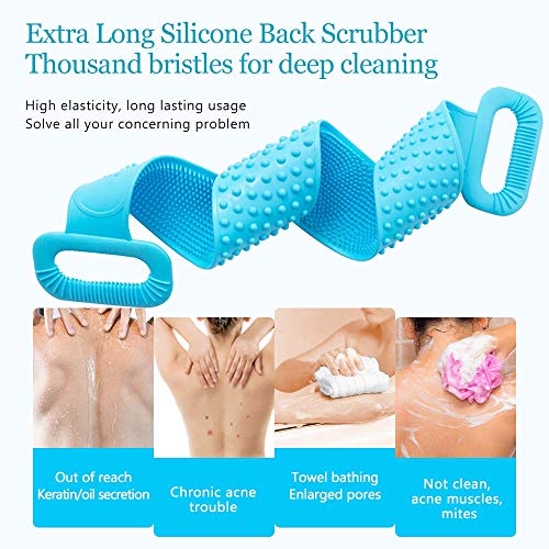Silicone Back Scrubber,Bath Body Brush for Shower,Easy to Clean Washer Exfoliating More Hygienic (Grey)