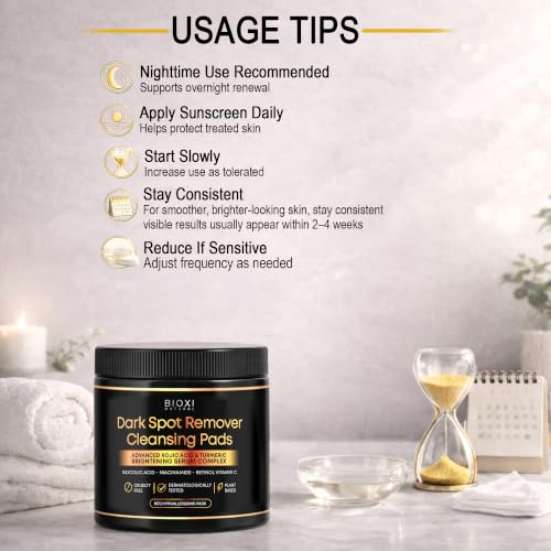 Dark Spot Remover Cleansing Pads with Kojic Acid & Turmeric - 120 Pads - Face & Body
