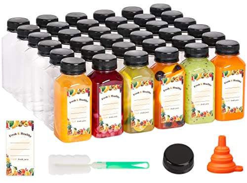 8oz Plastic Juice Bottles with Caps - 134 Pack, Reusable Food Storage Containers