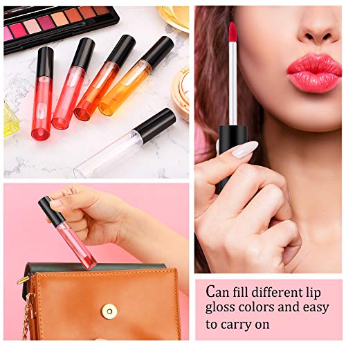 Black 10ml Empty Lip Gloss Tubes Bulk with Wands - Reusable Makeup Containers - 100 Pack