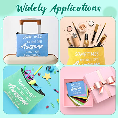 Kajaia 50 Pcs Inspirational Gifts Cosmetic Bags Thank You Appreciation Gift Canvas Makeup Bag Toiletry Bag with Zipper Motivational Quotes Purse for Girl Women Mom(Multicolored,6.7 x 9.1 Inch)