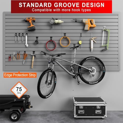Plastic PVC Slatwall Panel for Garage Wall Organizer - 4x4 ft Grey - Ginchain