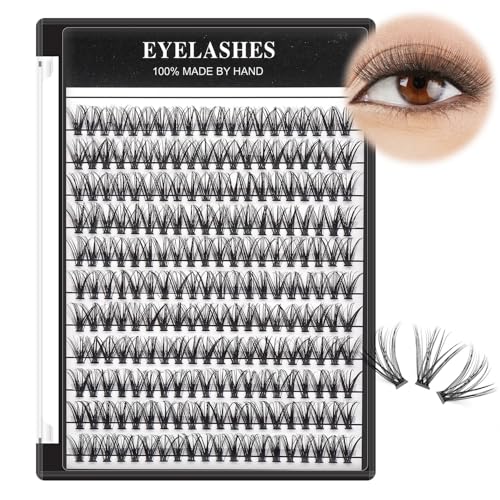 Short Lash Clusters Natural Cluster Eyelash Extensions 8-10-12MM Clear Band Cluster Lashes Extensions Wispy Individual Lashes CC-Curly Eyelash Clusters Pesta?as Postizas Naturales 144Pcs DIY Lashes