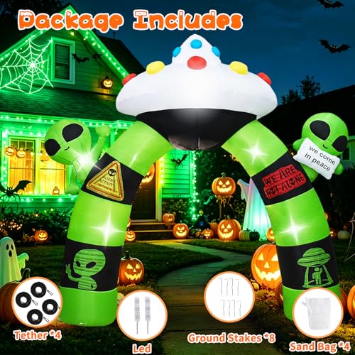 10FT Alien Halloween Inflatable Archway with LED Lights for Outdoor Yard Decor