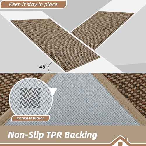 BEQHAUSE Taupe Kitchen Runner Rug 32x84 Inches Non-Slip Floor Mat