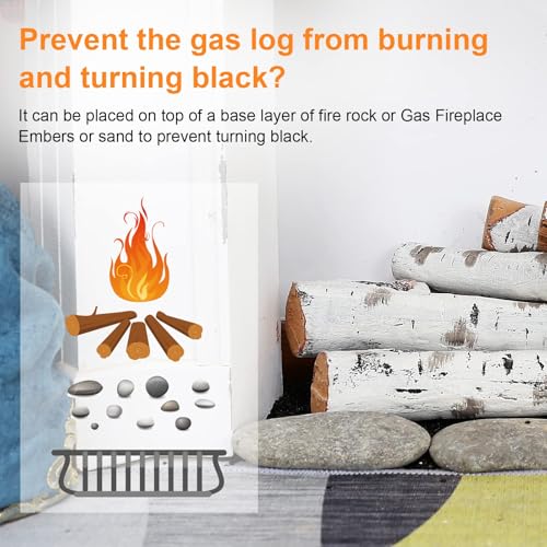 Large 6-Piece White Birch Ceramic Gas Fireplace Logs for Indoor & Outdoor Fire Pits