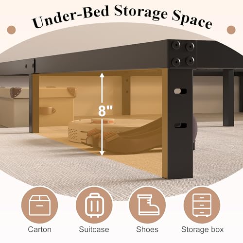 Queen Size Bed Frame - 10 Inch Platform Bed No Box Spring Needed - Noise-Free, Heavy Duty Steel Support