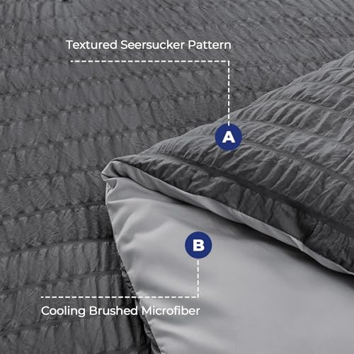 King Comforter Set - 7PCS Bed in a Bag, Dark Grey/Light Grey, King(104x90)