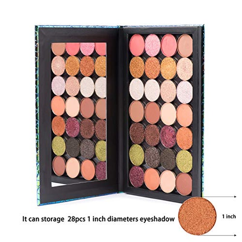 Allwon Magnetic Palette Mermaid Empty Makeup Palette with Mirror and 30Pcs Adhesive Empty Palette Metal Stickers for Eyeshadow Lipstick Blush Powder (Green)