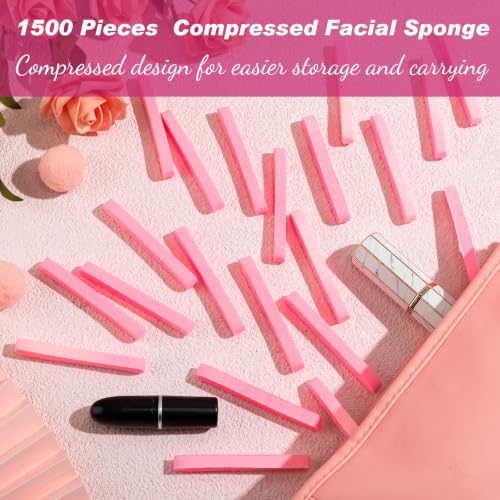 Pink Compressed Facial Sponges 600 Pcs for Cleansing & Makeup Removal - Spa & Esthetic Use