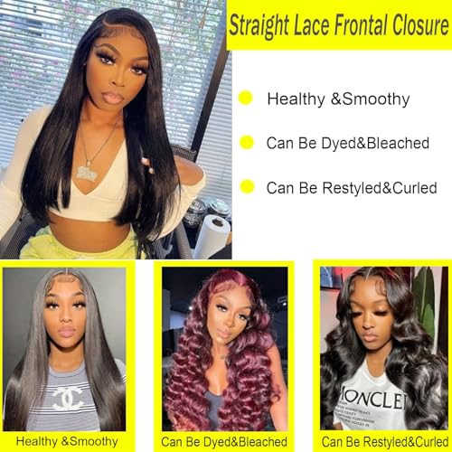 18 Inch Brazilian Straight Lace Closure Human Hair 13x4 HD Lace Frontal