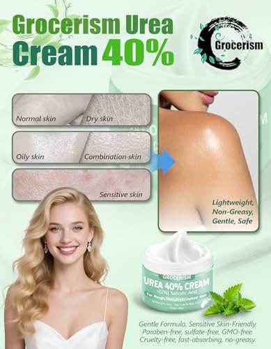 Grocerism Urea Foot Cream 40% with Salicylic Acid - 5.29 oz Pack of 2 for Dry & Callused Feet