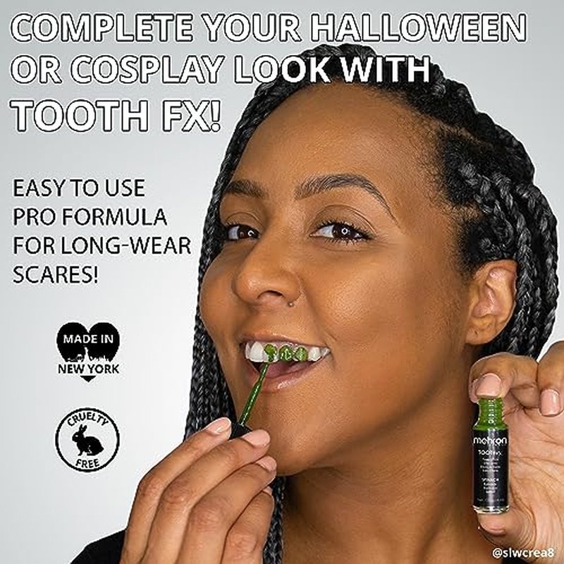 Mehron Makeup Tooth FX Black | Temporary Tooth Paint | Perfect for Creating Black Out Teeth Makeup, Rotten & Missing Teeth | SFX for Halloween, Cosplay, & Theater .125 oz (4 ml)