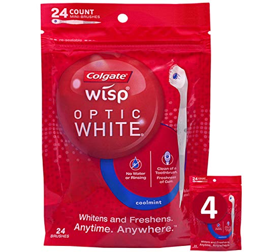 Colgate Optic White Wisp Disposable Mini Toothbrush Cool Mint Pack of 24 (4 Sets)