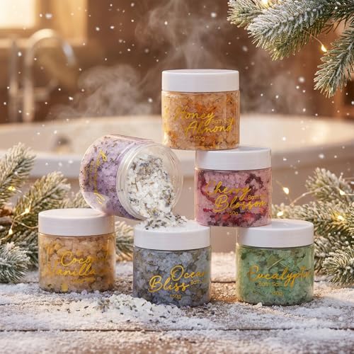 Luxury Spa Gift Set with Fragrance Mix - 15 Pcs Bath Salts & Bombs, Rose Petals & Essential Oils, Women's & Men's Birthday Gifts