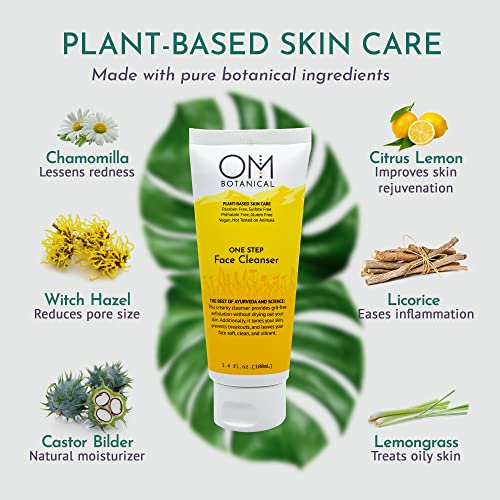 OM Botanical All-in-One Gentle Face Cleanser & Exfoliator - Hydrating Vegan Formula