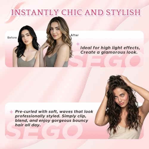Clip in Hair Extensions 6pcs 10 Inch Golden Brown Mix Bleach Blonde Wavy Real Human Hair - Variation of 10 Inch / 2-#12P613