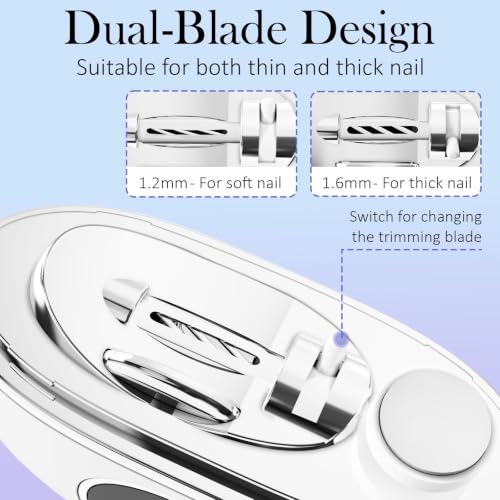 YunLuna 3-in-1 Electric Nail Clipper for Seniors with Light & Grinder