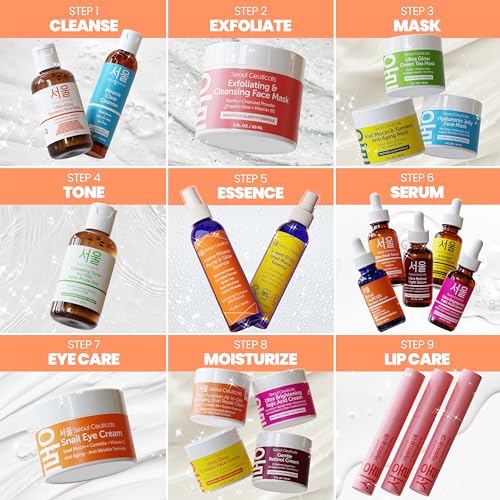 SeoulCeuticals Korean Face Mist 97.5% Snail Mucin Essence - K Beauty Skincare Facial Spray - Cucumber Extract + Marine Minerals + Green Tea + Aloe 4oz