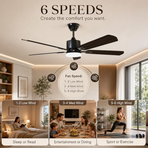 42 Inch Ceiling Fan with Lights and Remote - Black, Dual-Sided Blades