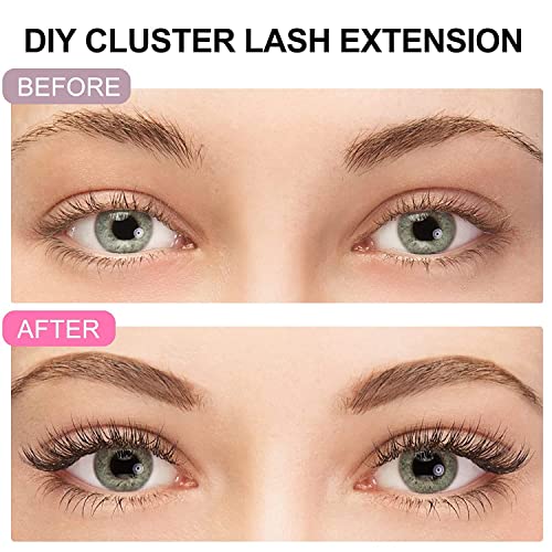 KISSXIAOYA Cluster Lashes Extensions, 144Pcs Individual Cluster Lashes D Curl 14mm, Wide Stem Cluster Eyelashes Soft Natural False Eyelashes Cluster DIY Eyelash Extension At Home (144pcs, 12mm)
