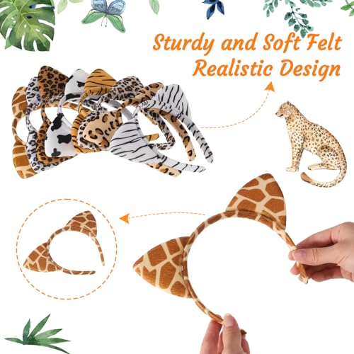 Animal Ears Headband Assortment - Cheetah, Zebra, Leopard for Party & Cosplay (24 Pieces)