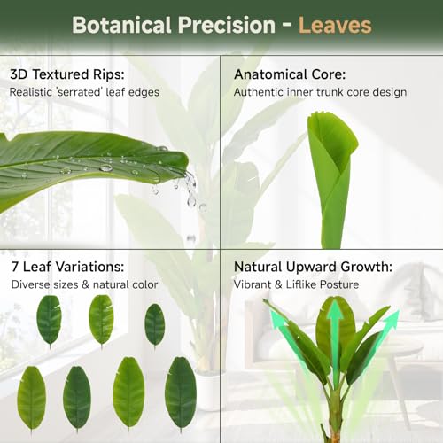 Loreviessa 7ft Artificial Banana Tree - Tall Faux Indoor Plant for Living Room & Office