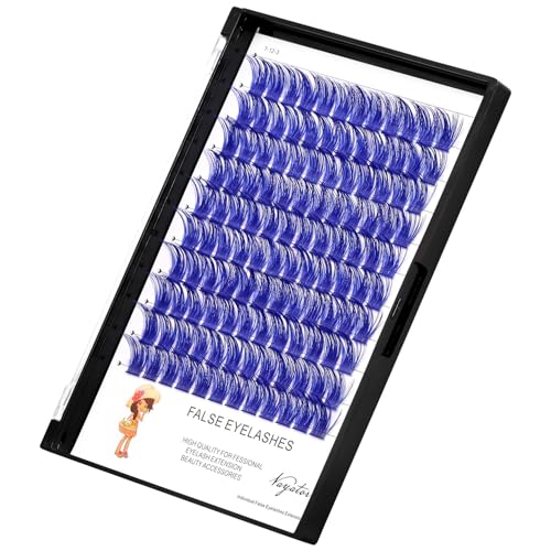 ¡æVAYATOR Wide Stem False Eyelashes Cluster 7Colors D Curl 10-18mm to Choose Individual Eyelash Extensions Eyelahes Clusters Lashes Clusters (Dark Blue-16mm)