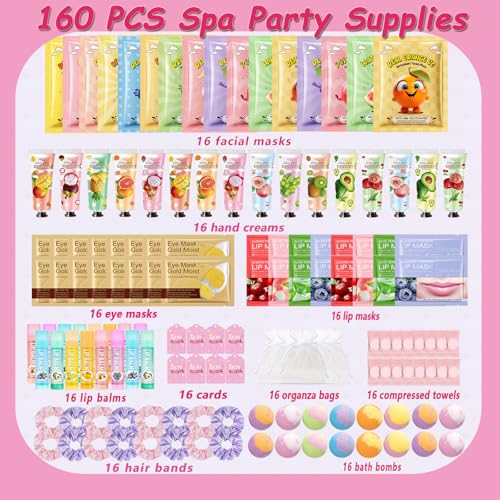 160-Piece Spa Party Favors Kit for Girls’ Sleepovers & Group Self-Care