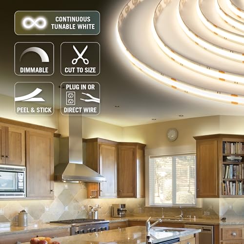 Tunable White LED Strip Light Kit 16ft COB Tape Light with Dimmable Controller