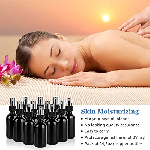 2oz Glass Spray Bottles with Fine Mist Sprayer - Essential Oil & Cosmetic Use, Pack of 24