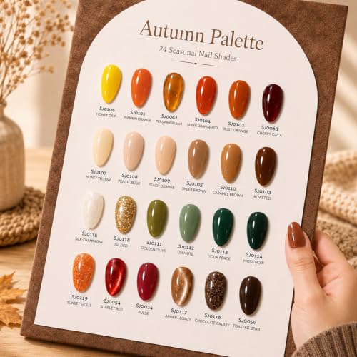Autumn Gel Nail Polish Set A1-Fall Harvest - 24 Colors 15ml HEMA-Free, Salon-Quality Manicure Kit