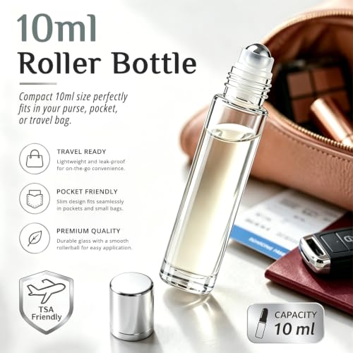 Clear Refillable Essential Oil Roller Bottles Set of 24 with Silver Caps - Leak-proof, Travel Size