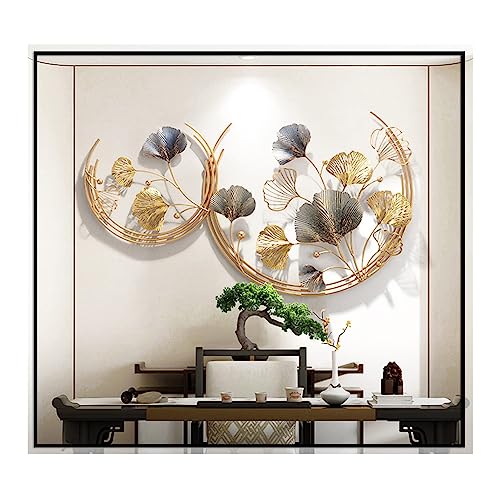 Golden Ginkgo Leaf Metal Wall Decor 43.3L x 26.4W Handmade Art Sculpture - Gold, 2 Pack