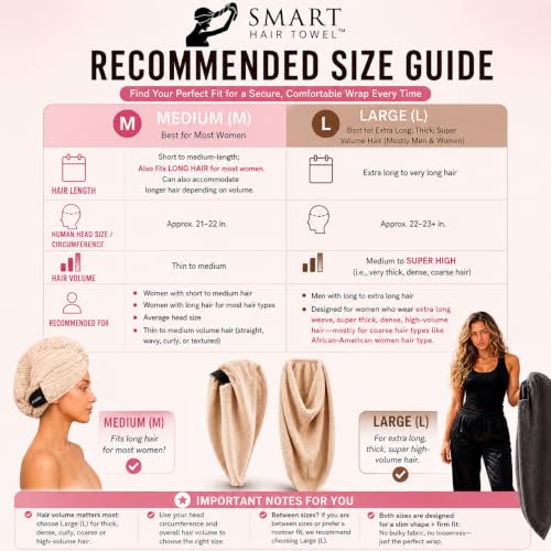 Microfiber Hair Towel Wrap for Women - Natural Taupe, Medium - Quick Dry & Anti-Frizz