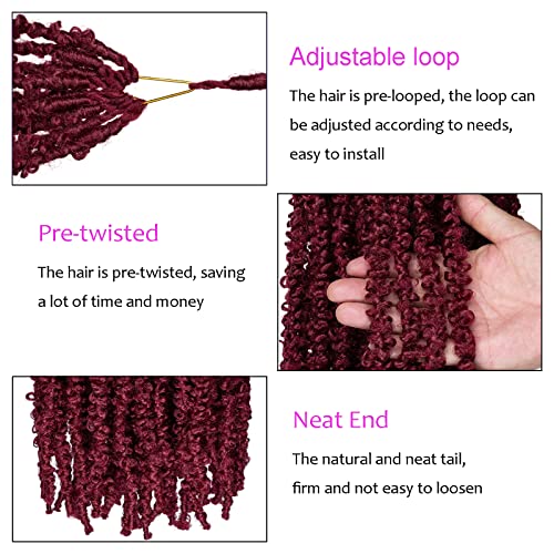 Pre-Looped Butterfly Locs Crochet Hair 30 Inch - Burgundy, Pack of 6 - Lightweight & Natural