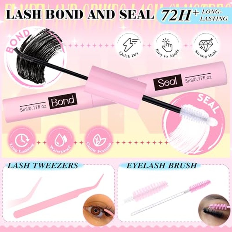 Fluffy Lash Clusters Kit with Bottom Lashes Spikes Cluster Eyelash Extension 10-22MM Volume Lash Extension Kit with Bond and Seal Lash Glue, Lash Tweezers DIY at Home for Beginner Eyelash Brush