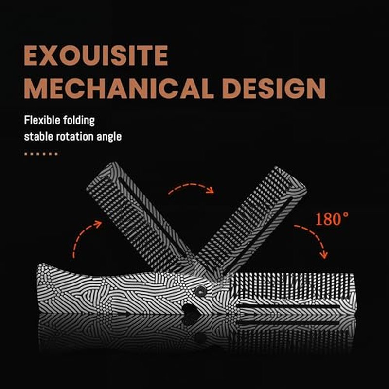 Metal Hair & Beard & Mustache Comb, Multifunctional Folding EDC Pocket Beard Comb With Bottle Opener - Anti-Static for Travel and Everyday Grooming Styling