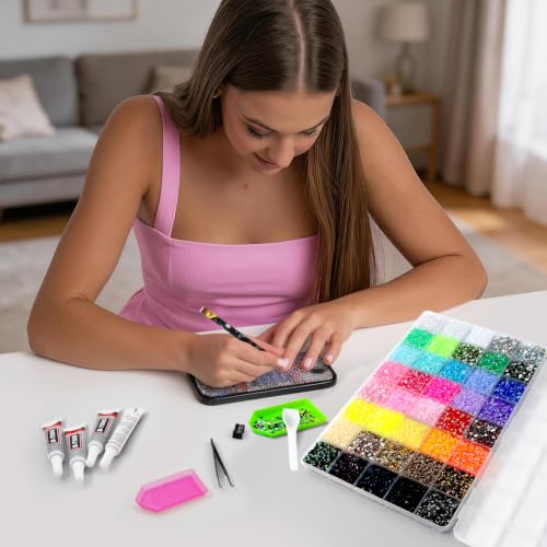 60000Pcs Rhinestone Bedazzling Kit with Glue & Tools for Crafts and Nail Art